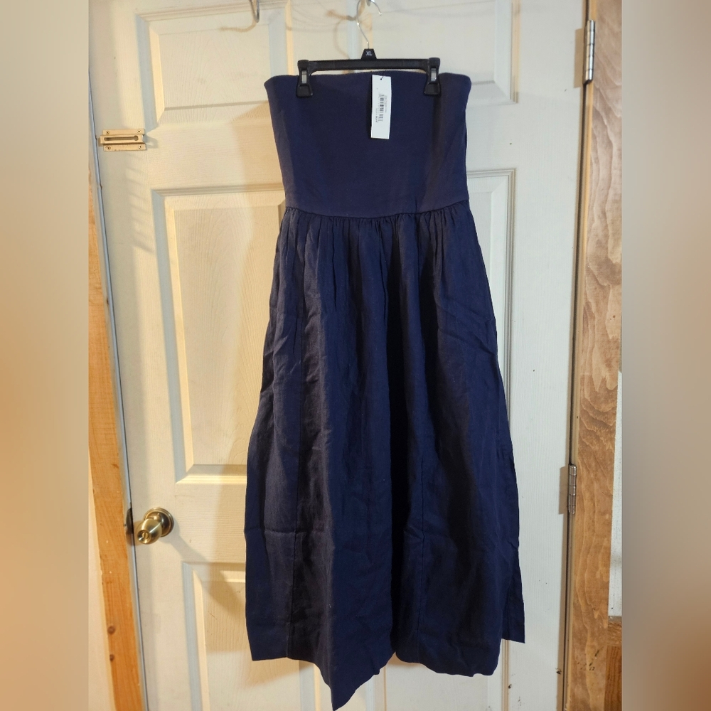 THE DROP HELLEN STRAPLESS DRESS: MARITIME NAVY: NEW WITH TAGS: SIZE M